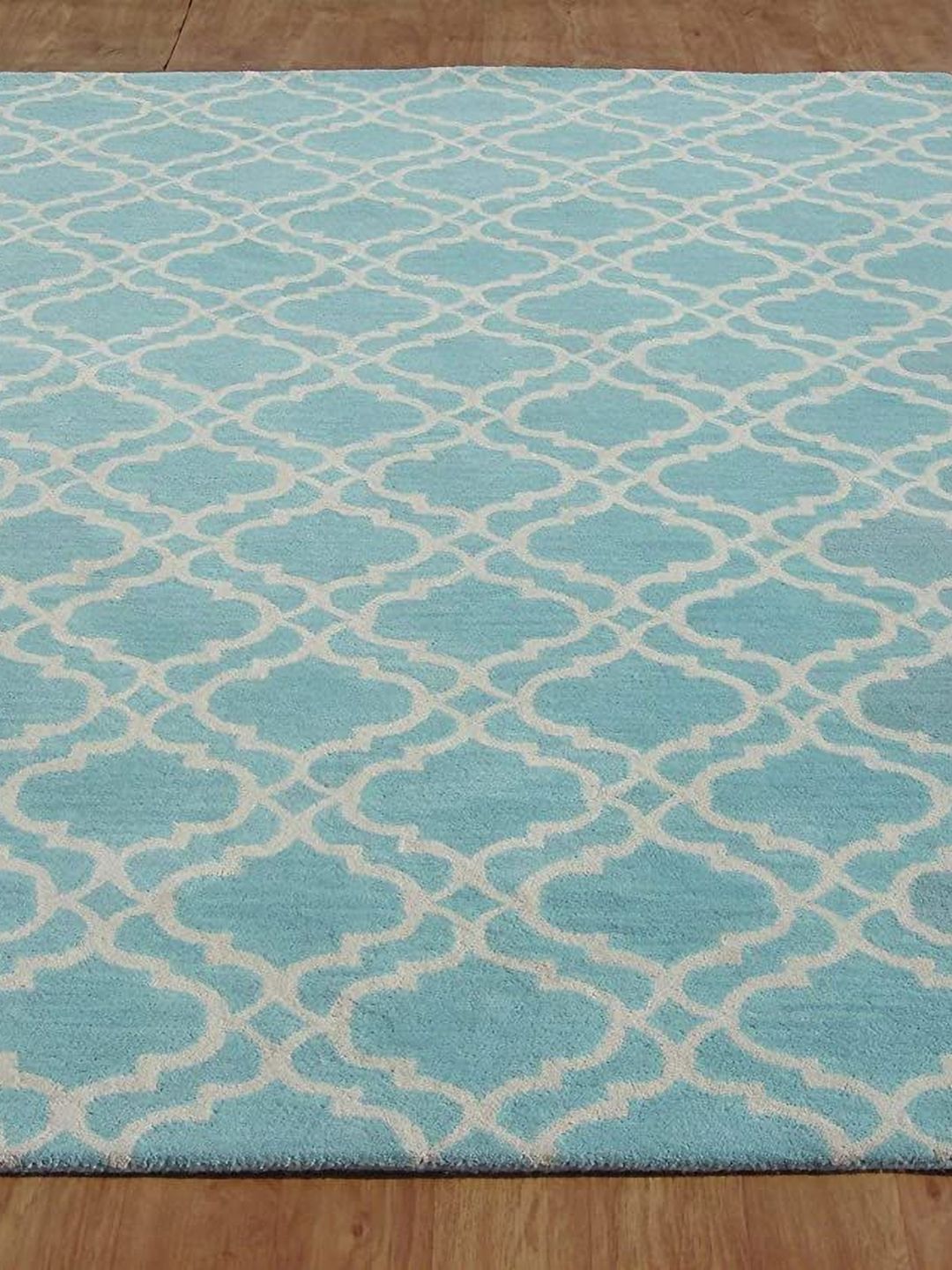 Safiya Carpet Blue Geometric Hand-Tufted Woollen Carpets-picture-36