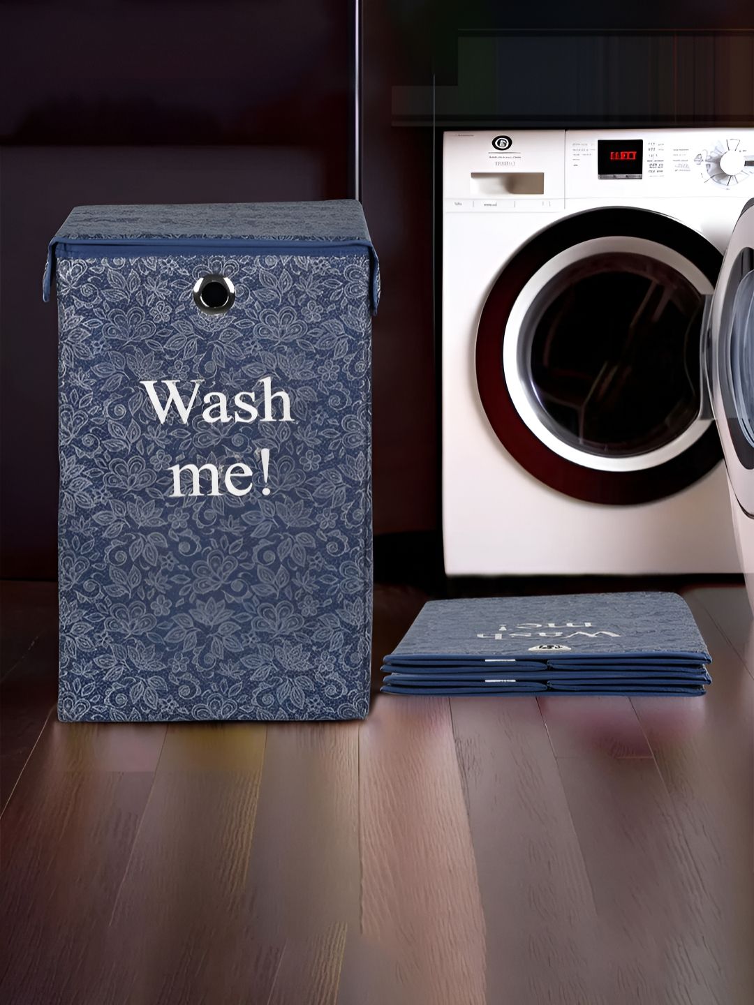 Kuber 3 Pcs Printed Foldable Laundry Baskets With Ring-75-L-image-37