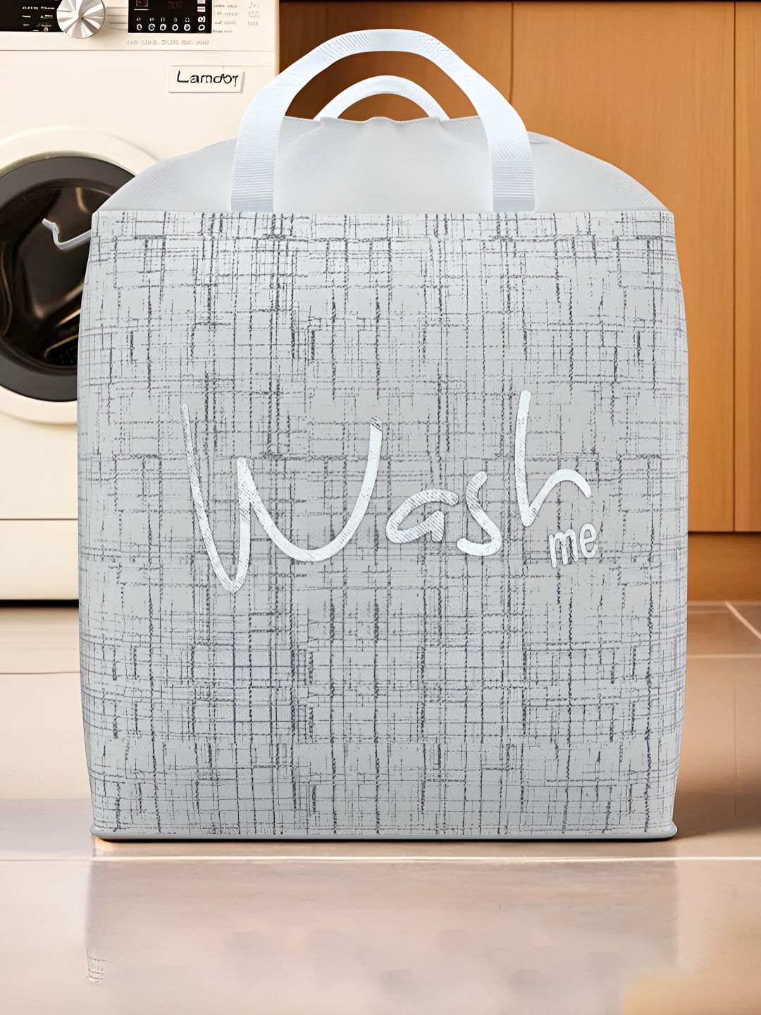 Kuber Industries 2-Pcs Grey & White Textured Laundry Bags-image-11