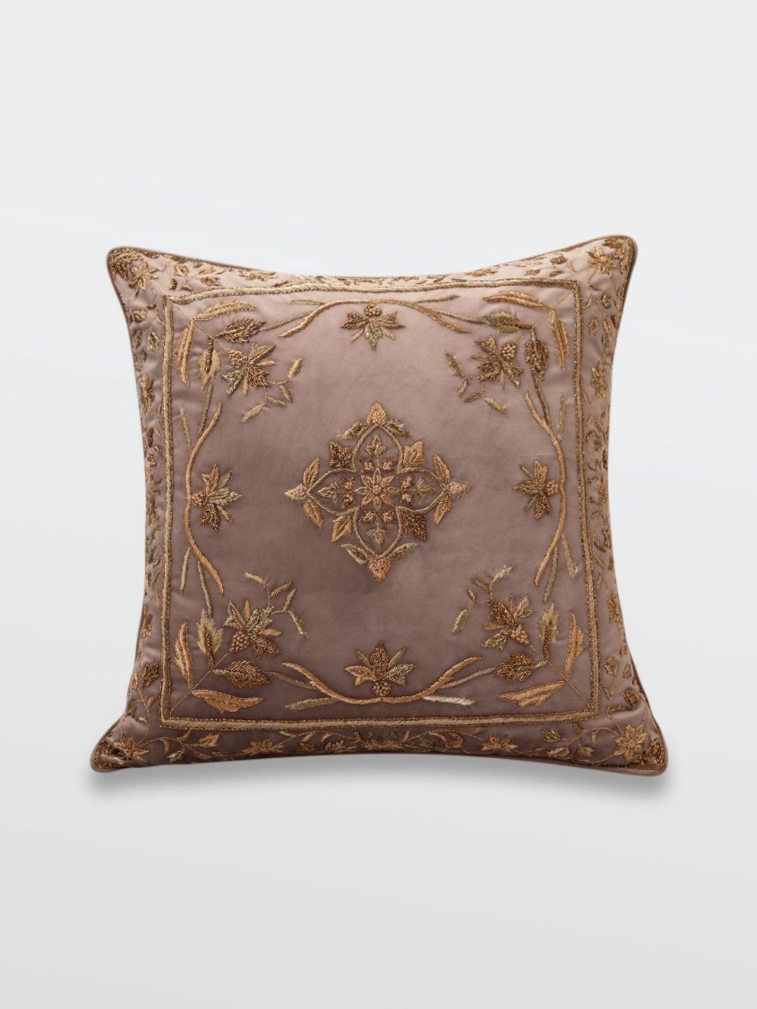 Mirooh Beige Embroidered Pre-Filled Cushion-image-41