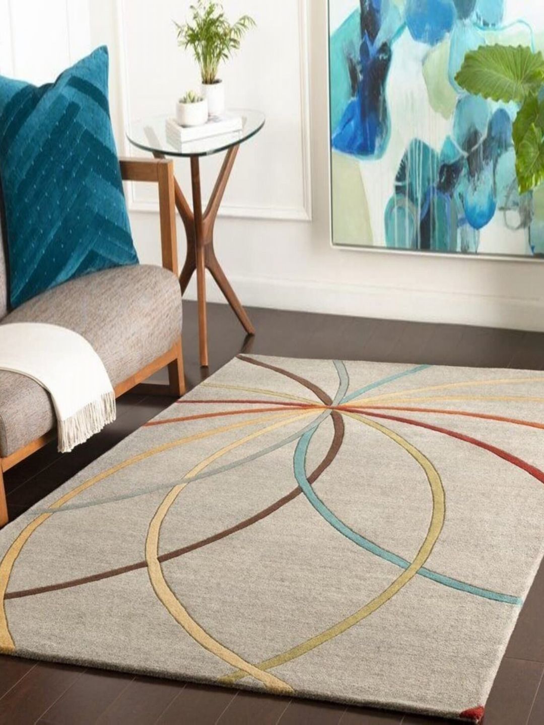 Safiya Carpet Beige Geometric Hand-Tufted Woollen Carpets-picture-26