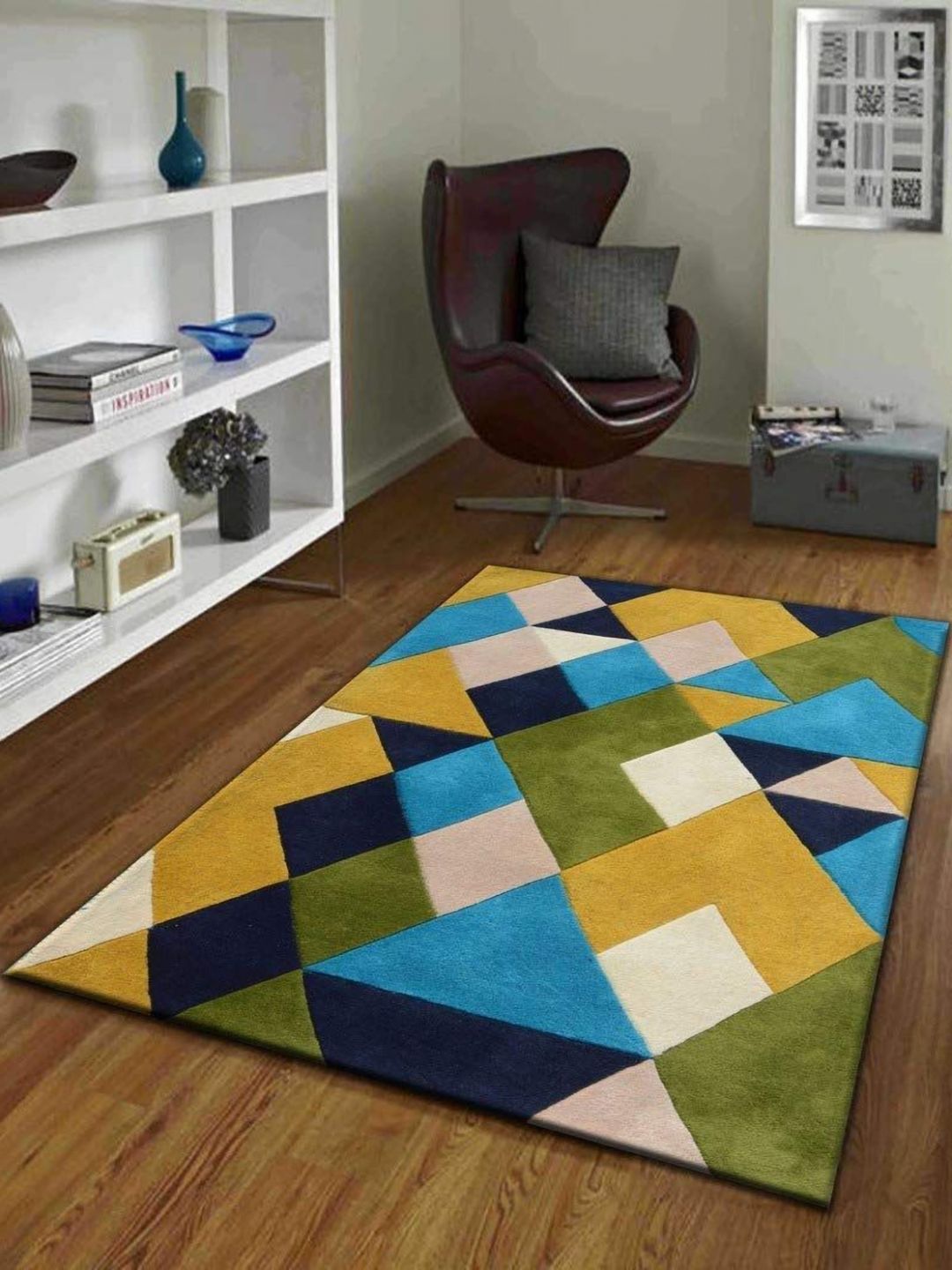 Safiya Carpet Gold-Toned Geometric Hand-Tufted Woollen Carpets-picture-21