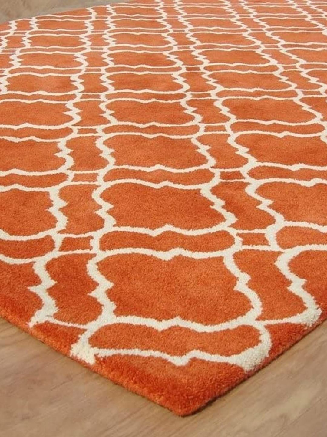 Safiya Carpet Orange Geometric Hand-Tufted Woollen Carpets-picture-45