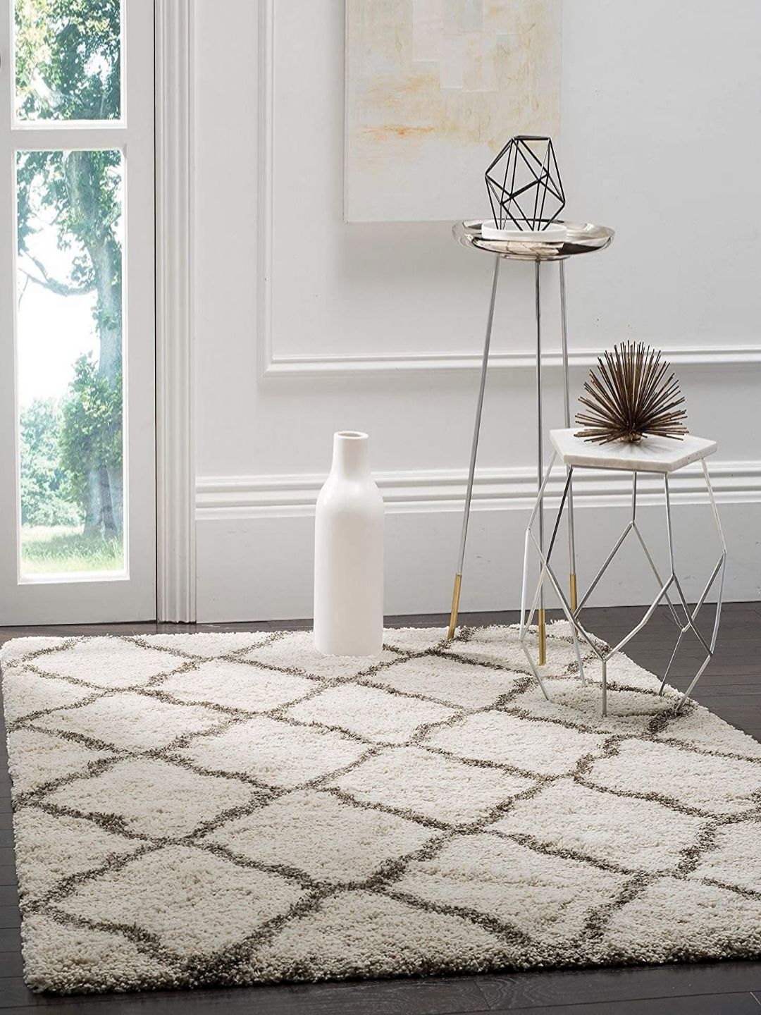 Safiya Carpet Beige Geometric Anti-Skid Polyester Carpets-image-16