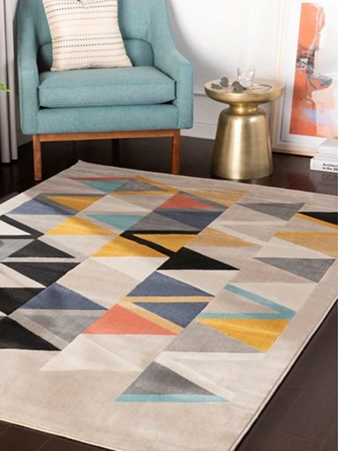 Safiya Carpet Beige Geometric Hand-Tufted Woollen Carpets-picture-14