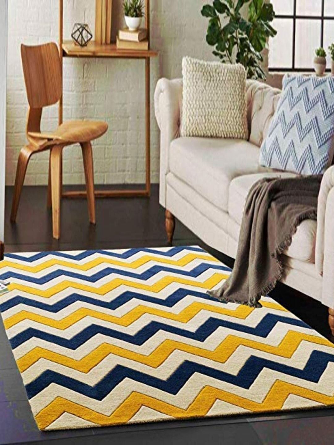 Safiya Carpet Gold-Toned Geometric Woollen Carpets-picture-11