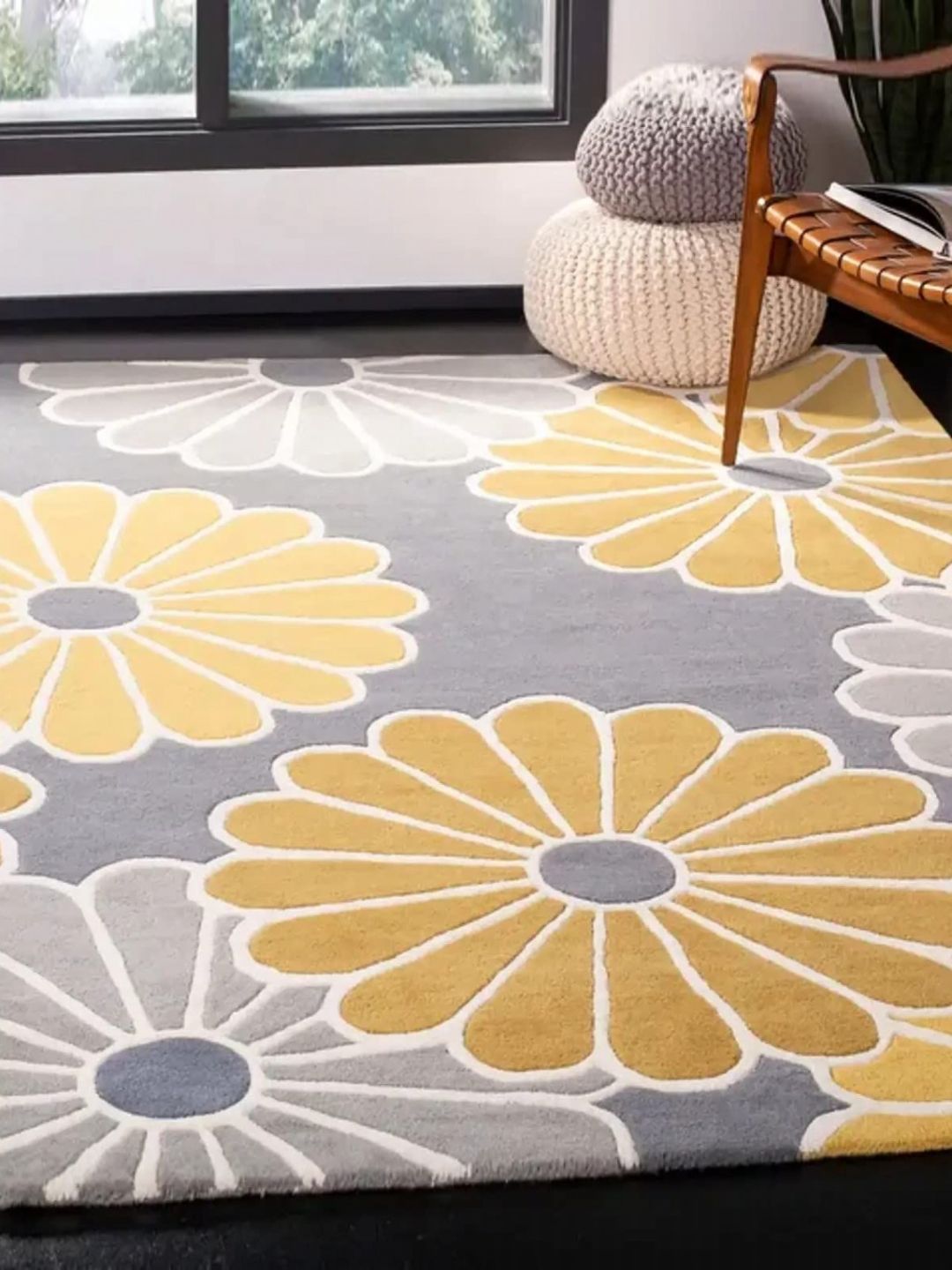 Safiya Carpet Yellow Floral Hand-Tufted Woollen Carpets-picture-15
