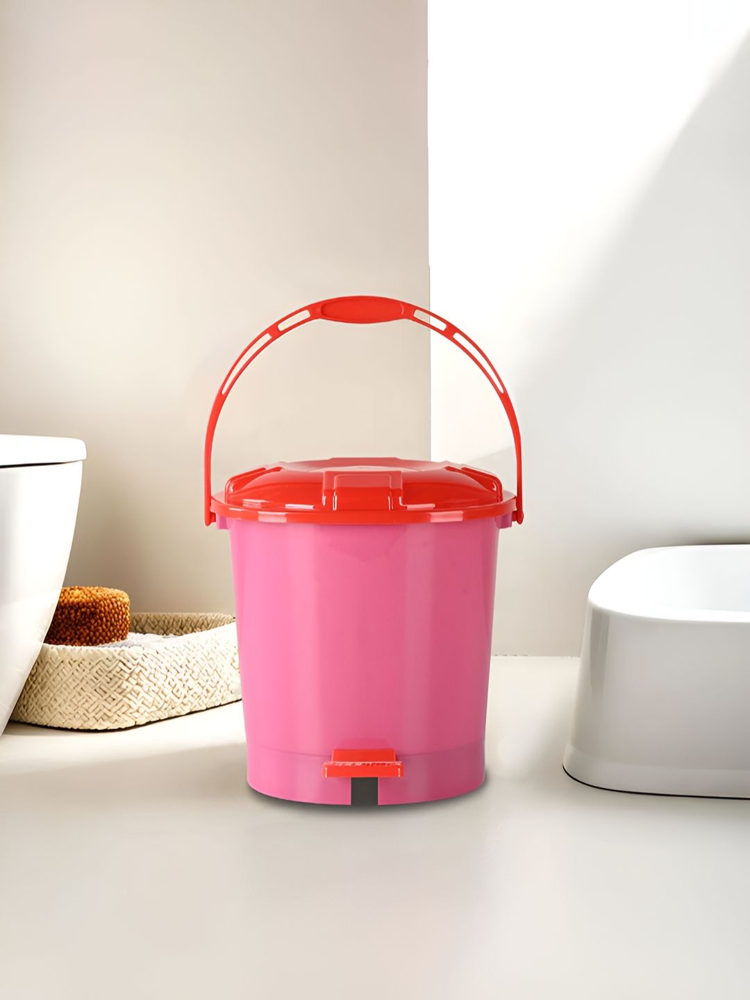 Kuber Industries Pink & Red  Pedal Dustbin- 7 LTR-picture-32