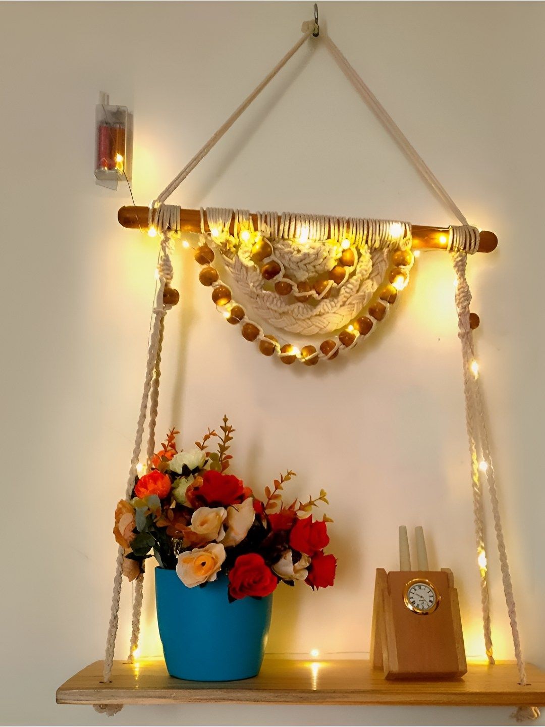 VAH Kya Bat Hai !! Beige Wooden Macrame wall Hanging-image-40