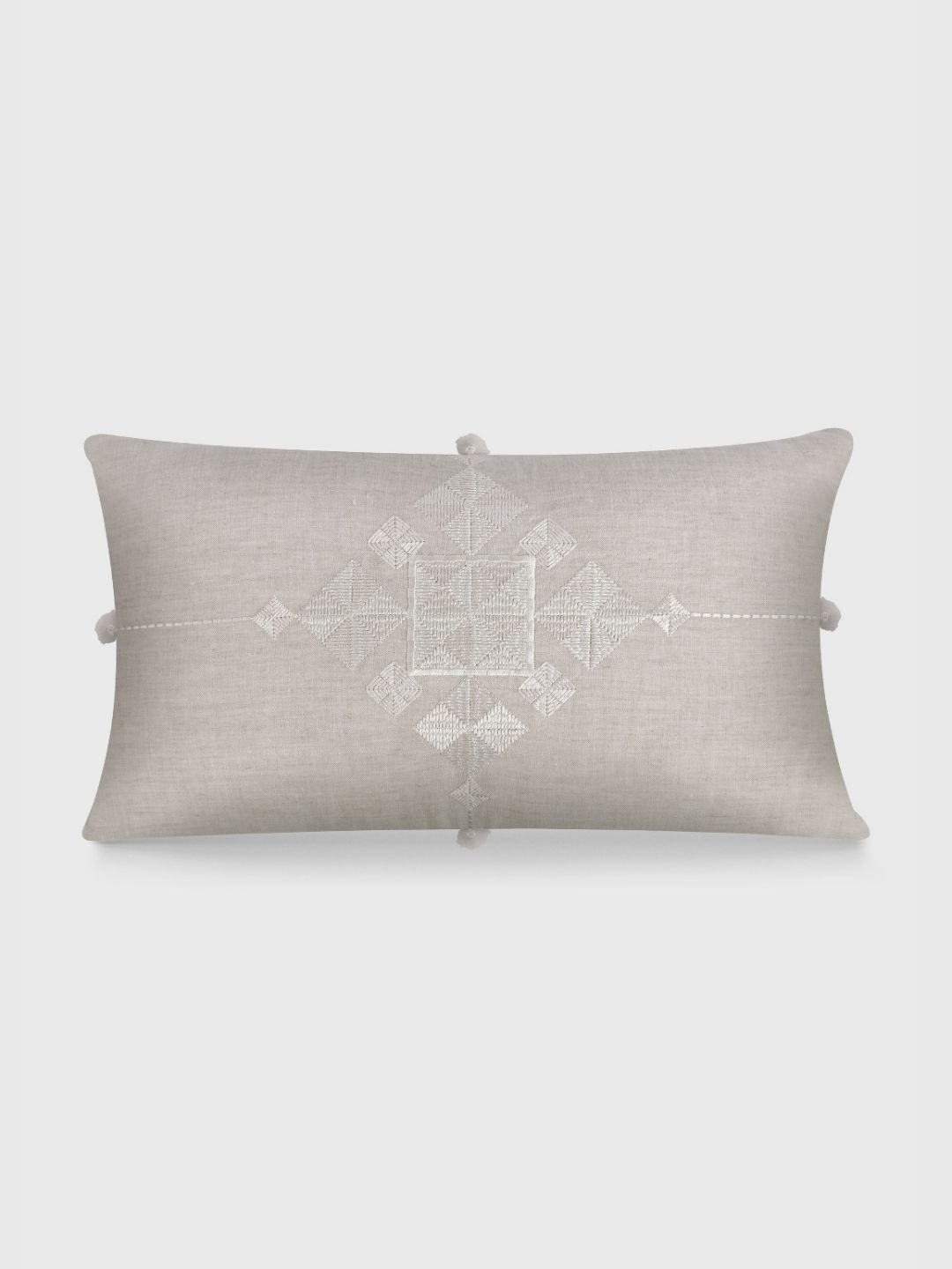 Mirooh Beige Embroidered Cotton Linen Cushion-picture-17