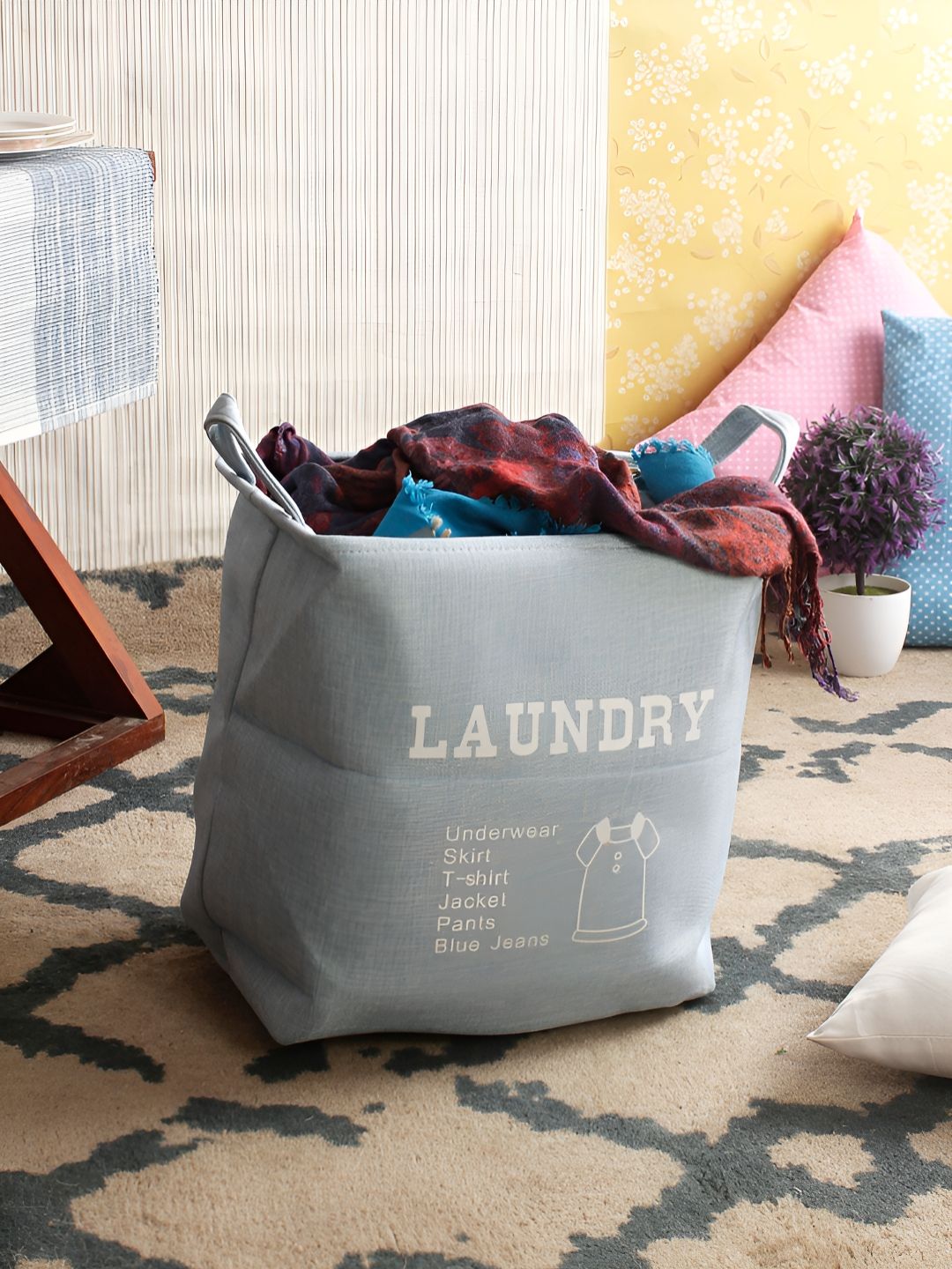 Aura Blue Printed Foldable Laundry Bag-picture-33