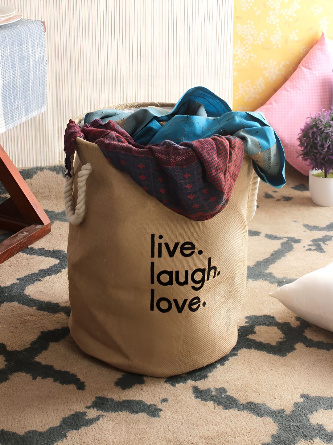Aura Beige & Black Printed Foldable Laundry Bag-picture-21
