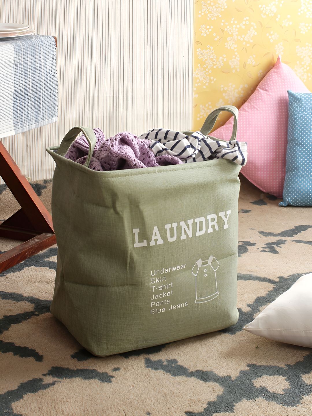 Aura Green Printed Foldable Laundry Bag-picture-22