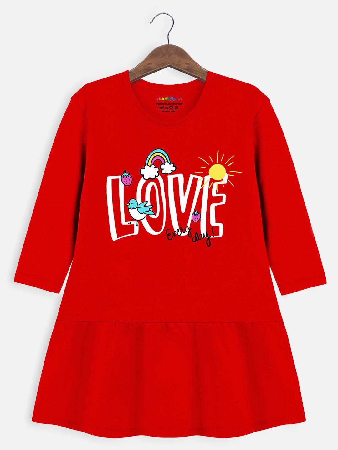 YK X Trampoline Printed Round Neck Cotton Drop-Waist Dress-picture-36