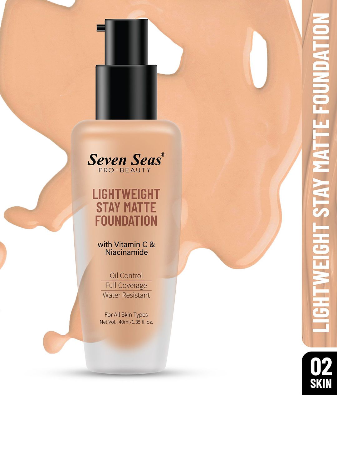 Seven Seas Full Coverage Stay Matte Foundation With Vitamin C - 40ml - Skin 02-image-36