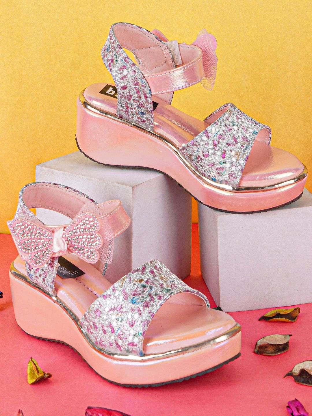 BAESD Girls Embellished Open Toe Wedge Heels