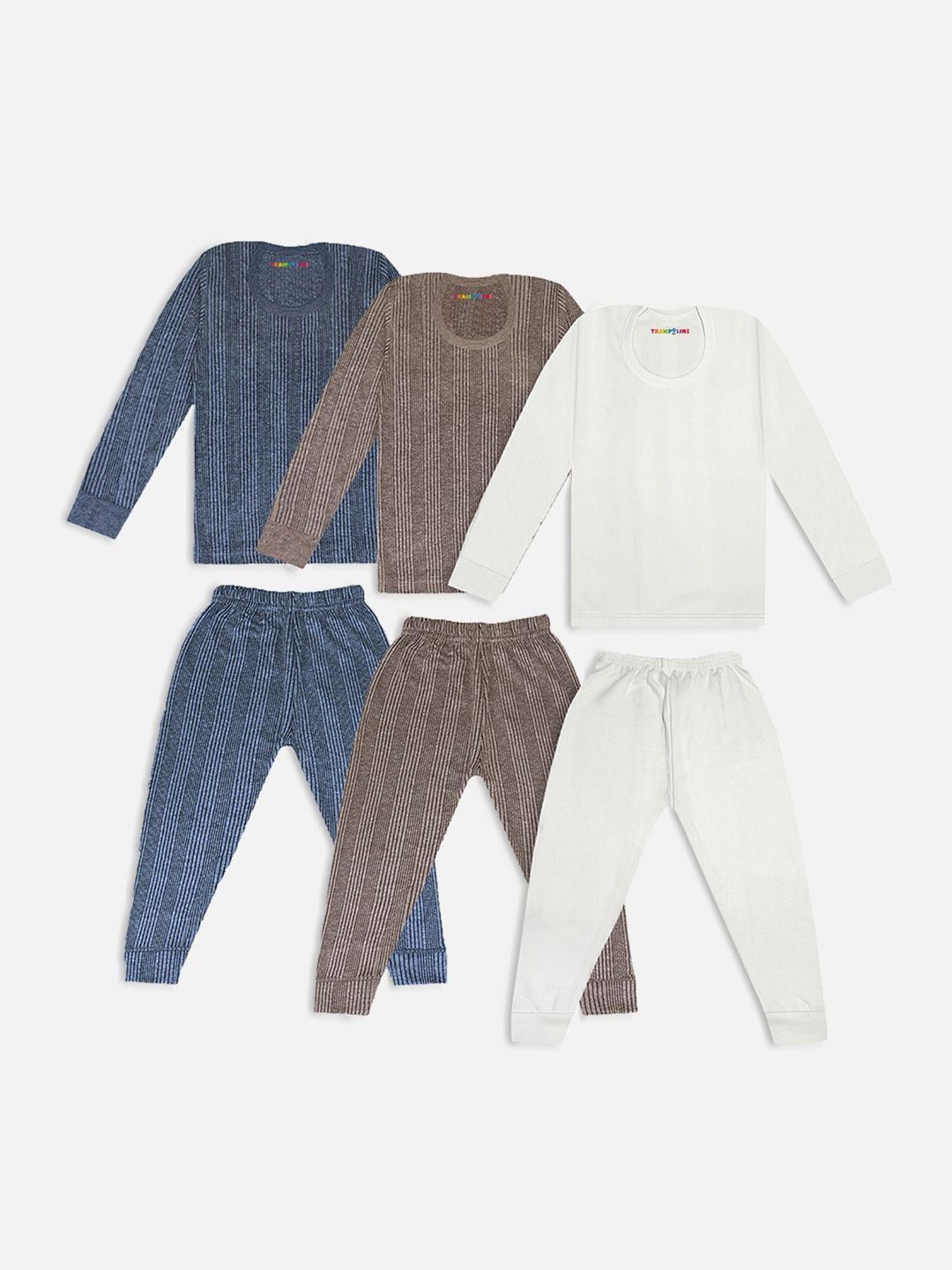 YK X Trampoline Kids Pack Of 3 Striped Cotton Thermal Set-picture-17