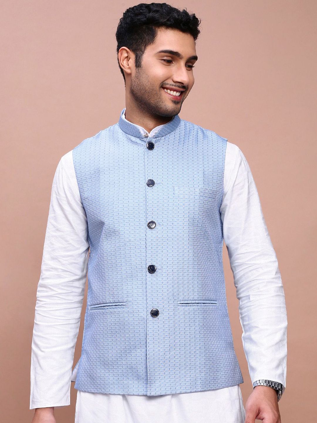 showoffff SHOWOFF Woven Design Slim Fit Nehru Jackets-picture-15