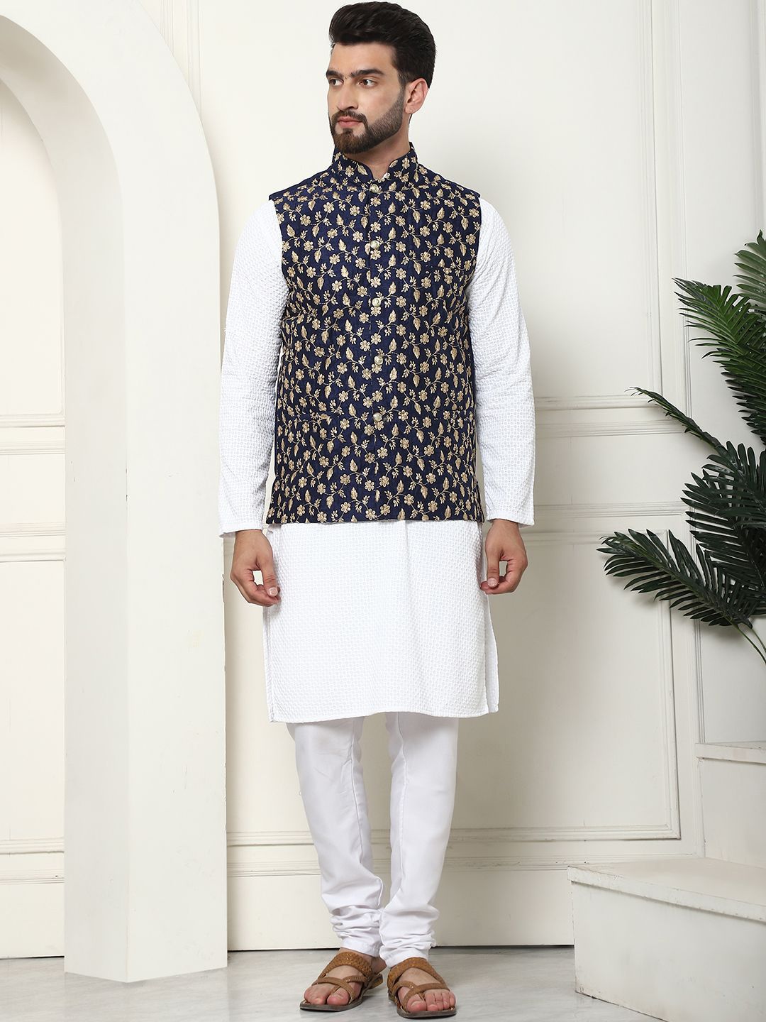 SOJANYA Men Regular Pure Cotton Kurta with Churidar-picture-15