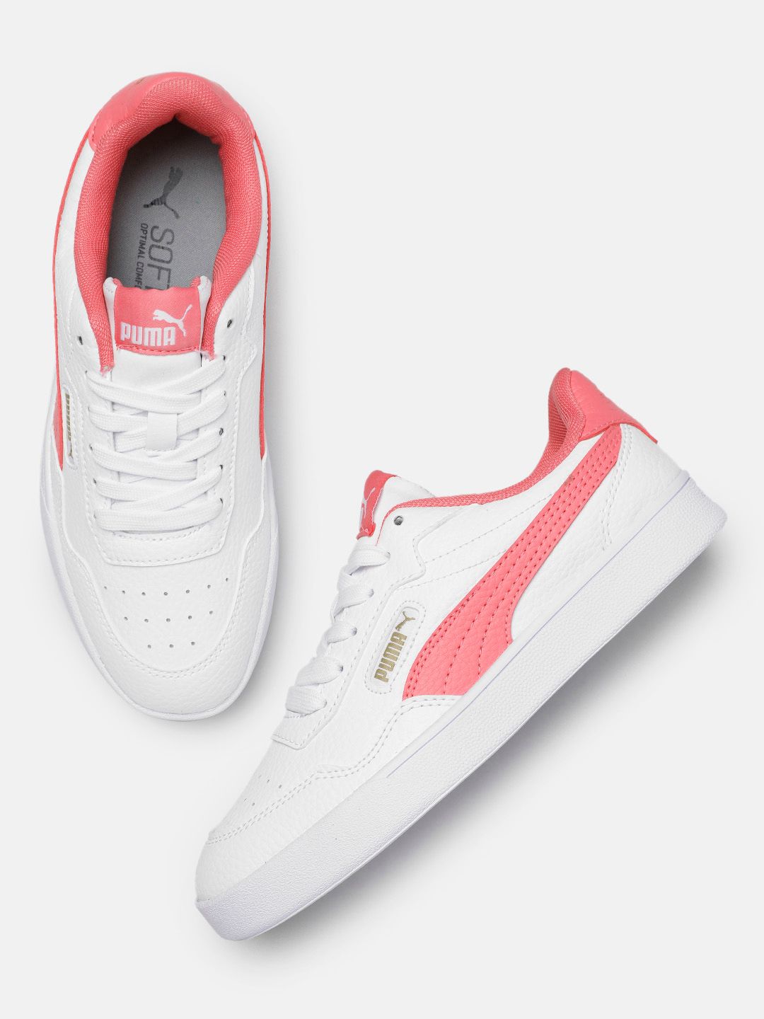 Puma Women Courtismo Perforations Pink Strip Sneakers-picture-38