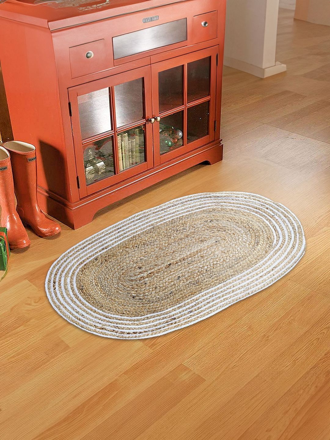 Cortina Beige Striped Reversible Jute Floor Mat-image-35
