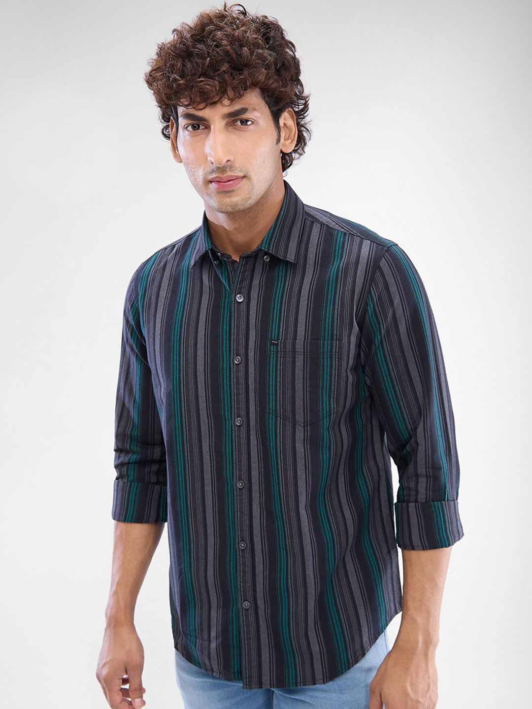 SPYKAR Men Slim Fit Opaque Striped Casual Shirt-picture-30