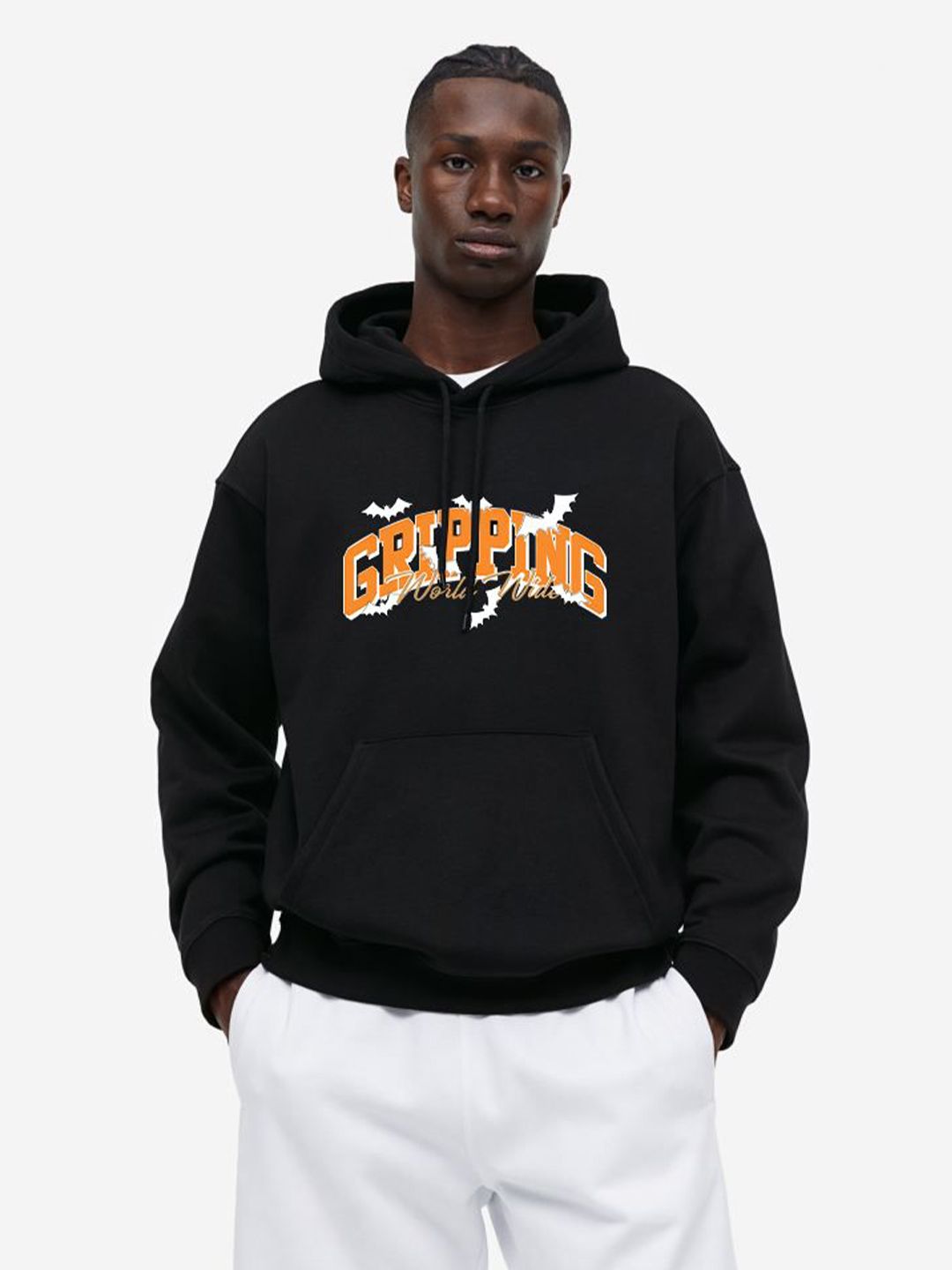 MISCHIEF MONKEY Men Typography Printed Hooded Sweatshirt-picture-32
