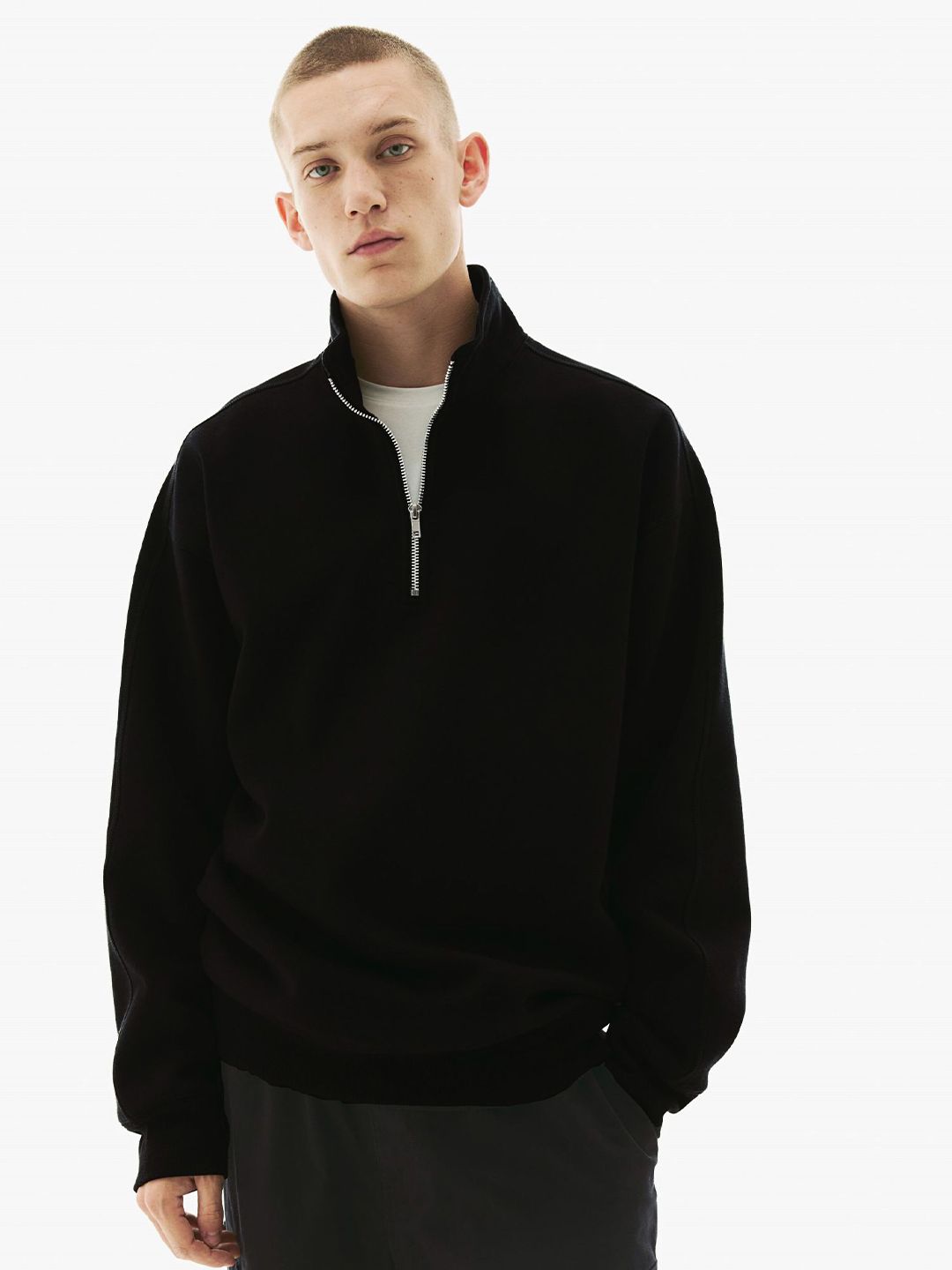 MISCHIEF MONKEY Men Solid Mock Collar Sweatshirt-picture-44