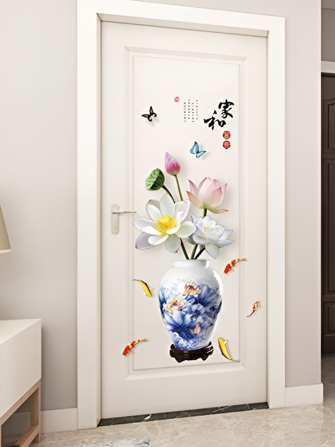 Asian royal White & Pink Printed Self Adhesive Wall Sticker-picture-17