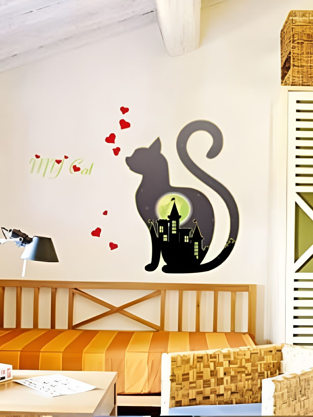 Asian royal Black & Red 3D Floral Printed Self Adhesive Wall Sticker