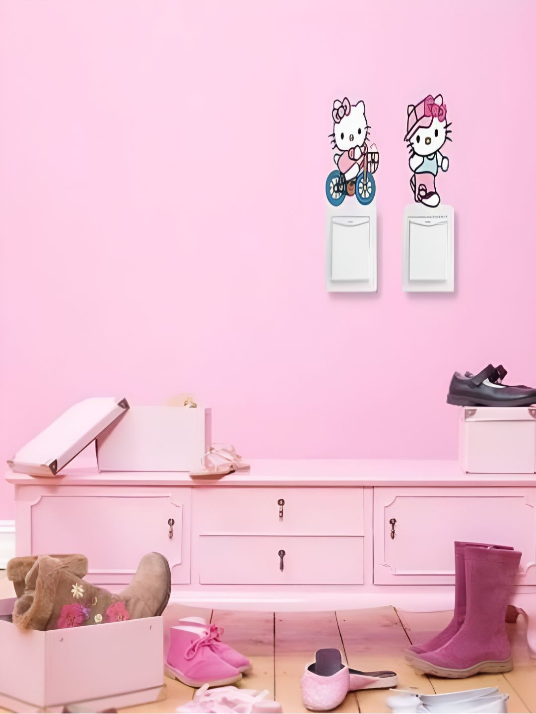 Asian royal Pink & White Printed Self-Adhesive Wall Sticker-picture-22