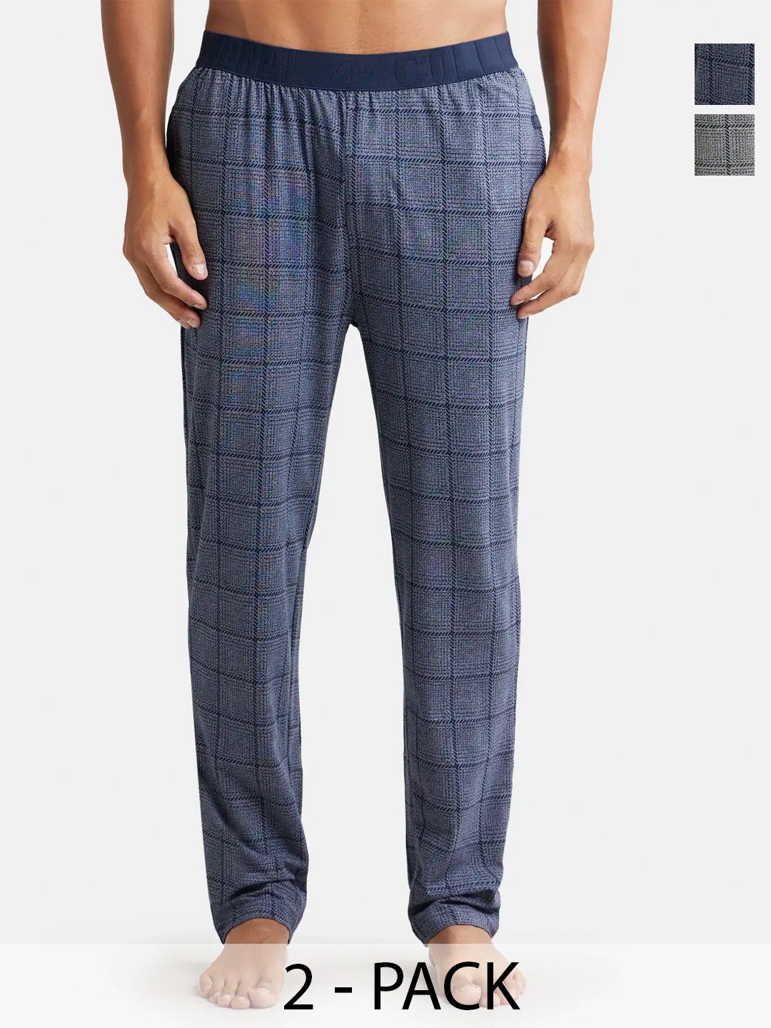 Jockey Pack of 2 Checked Mid-Rise Straight Lounge Pants-picture-38
