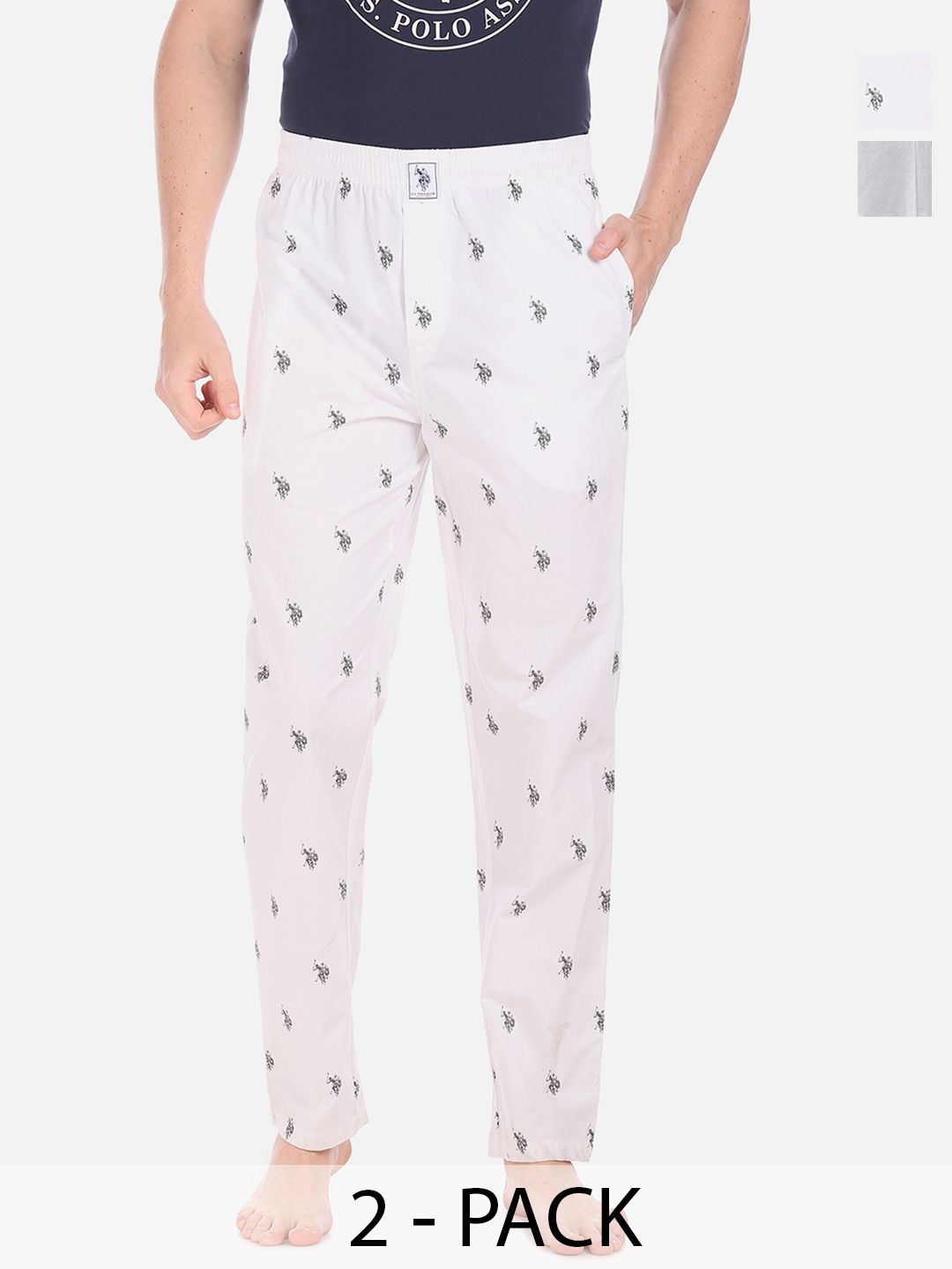 U.S. Polo Assn. Pack of 2 Printed Mid-Rise Cotton Straight Lounge Pants-picture-58