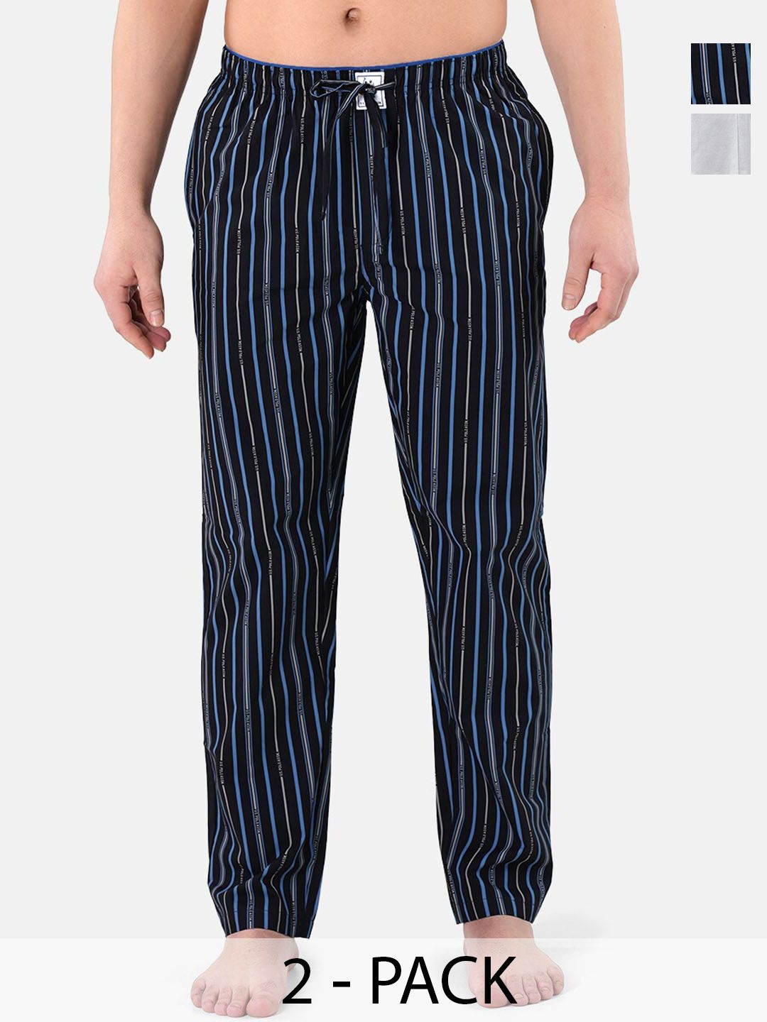 U.S. Polo Assn. Pack of 2 Striped Mid-Rise Cotton Straight Lounge Pants-picture-32