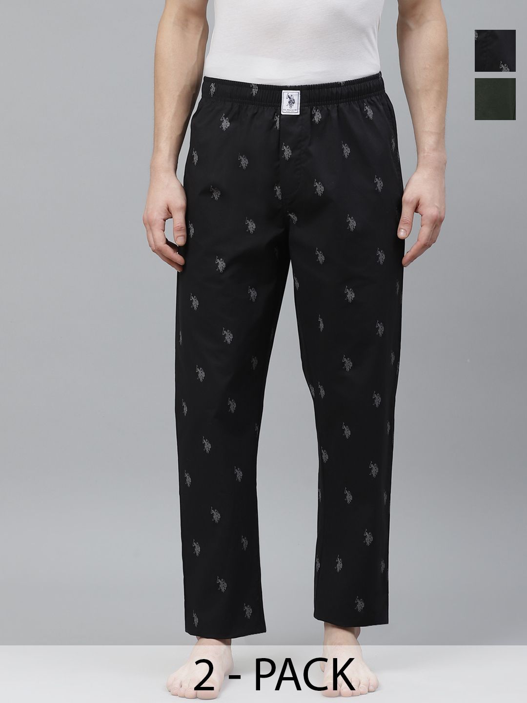 U.S. Polo Assn. Pack of 2 Printed Mid-Rise Cotton Straight Lounge Pants-picture-53