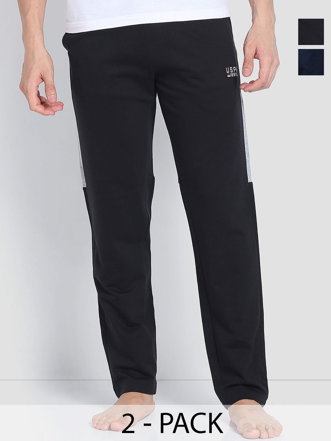 U.S. Polo Assn. Pack of 2 Men Mid-Rise Cotton Straight Lounge Pants-picture-47