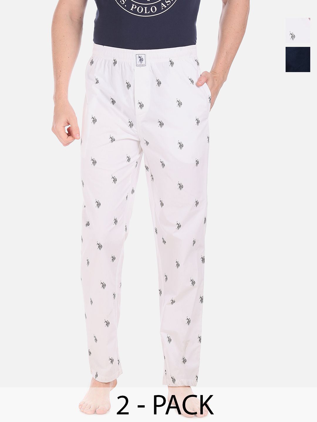 U.S. Polo Assn. Pack of 2 Printed Mid-Rise Cotton Straight Lounge Pants-picture-54