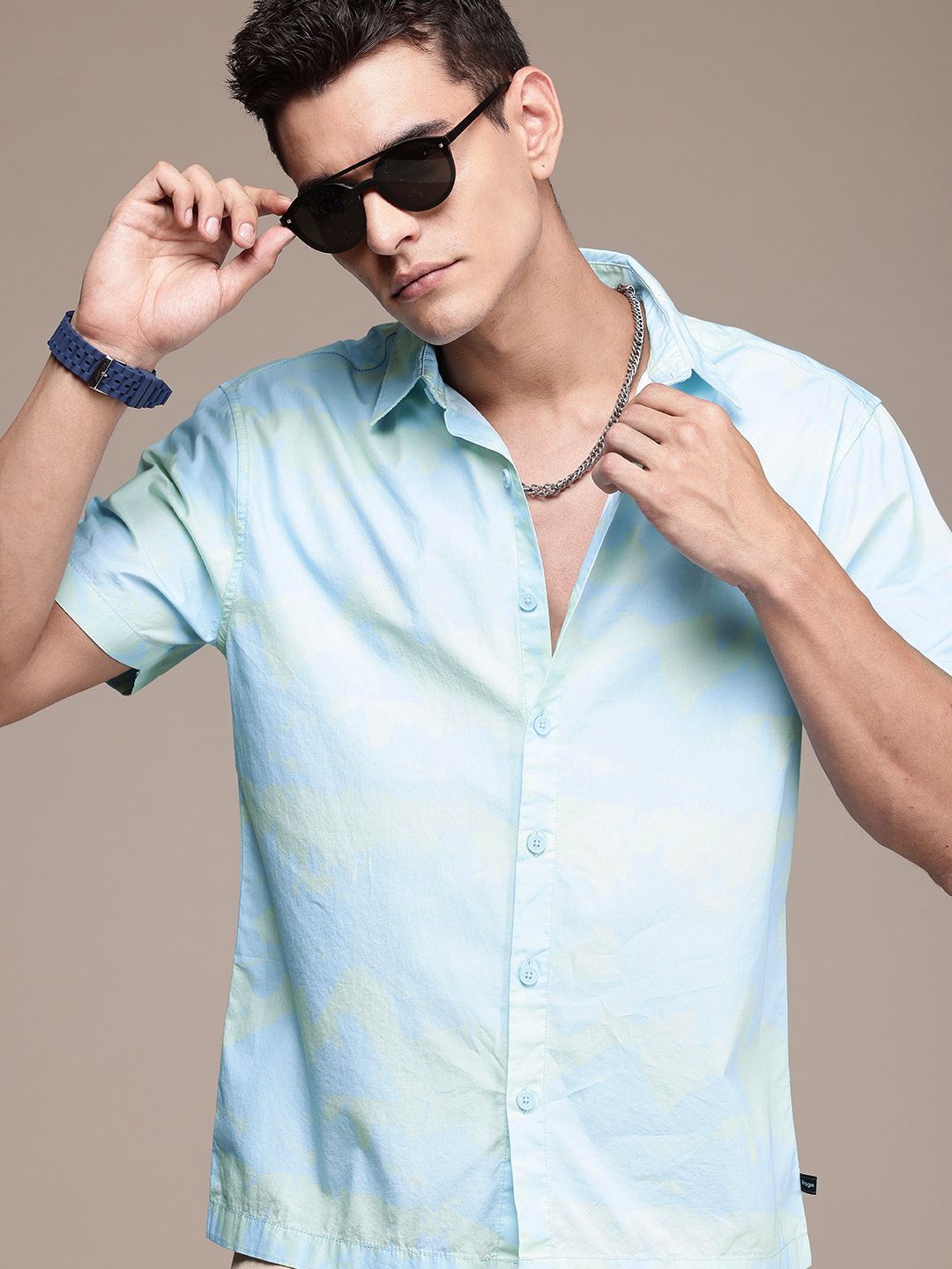 WROGN Comfort Fit Opaque Dyed Effect Pure Cotton Casual Shirt-picture-13