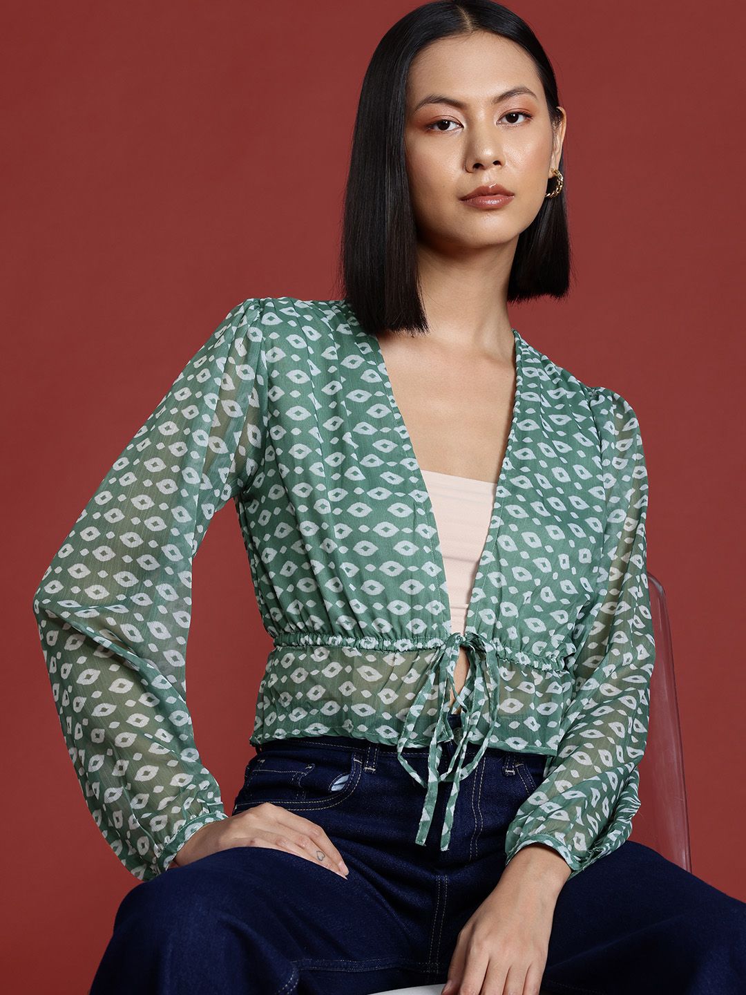 all about you Printed Tie-Up Detailing Crop Top-picture-18