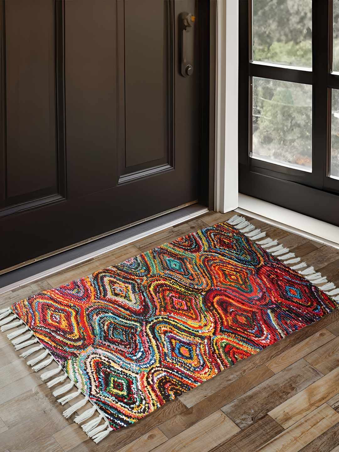 HOMADORN Red & Blue Geometric Printed Anti Skid Floor Mats-image-45