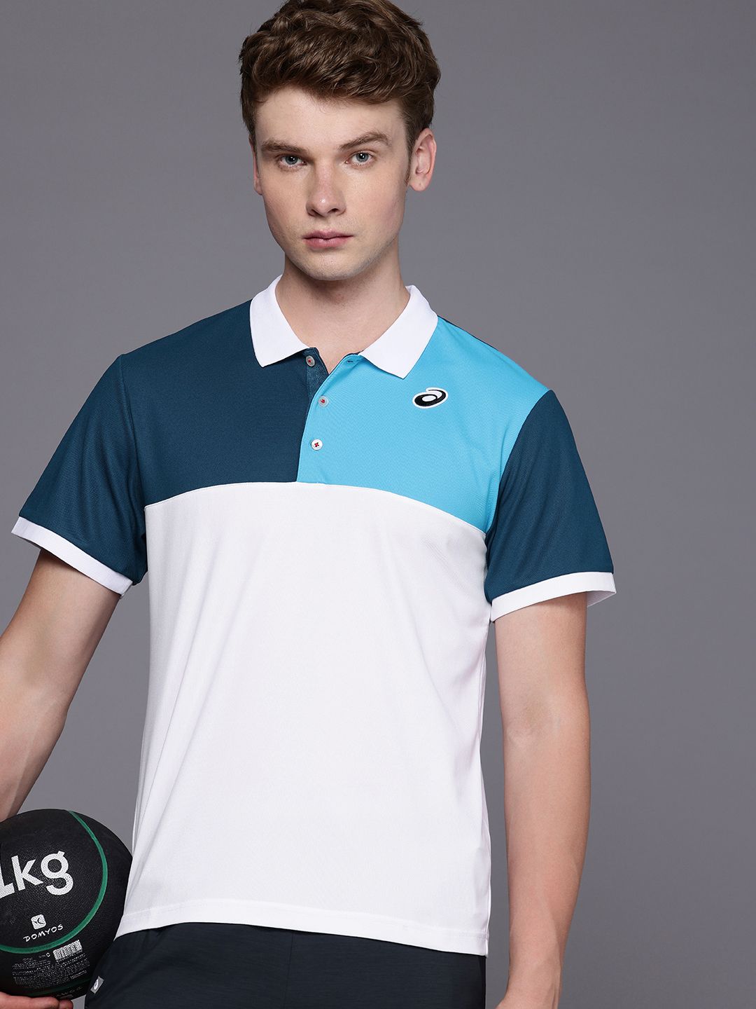 ASICS Colourblocked Polo Collar Quick Dry Drop-Shoulder Sleeves Relaxed Fit T-shirt-image-49