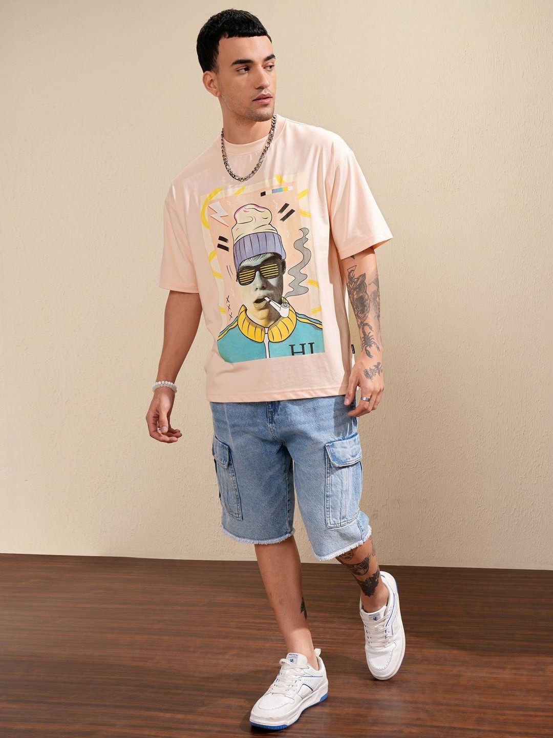 HIGHLANDER Men Graphic Printed Round Neck Oversized T-shirt-picture-25