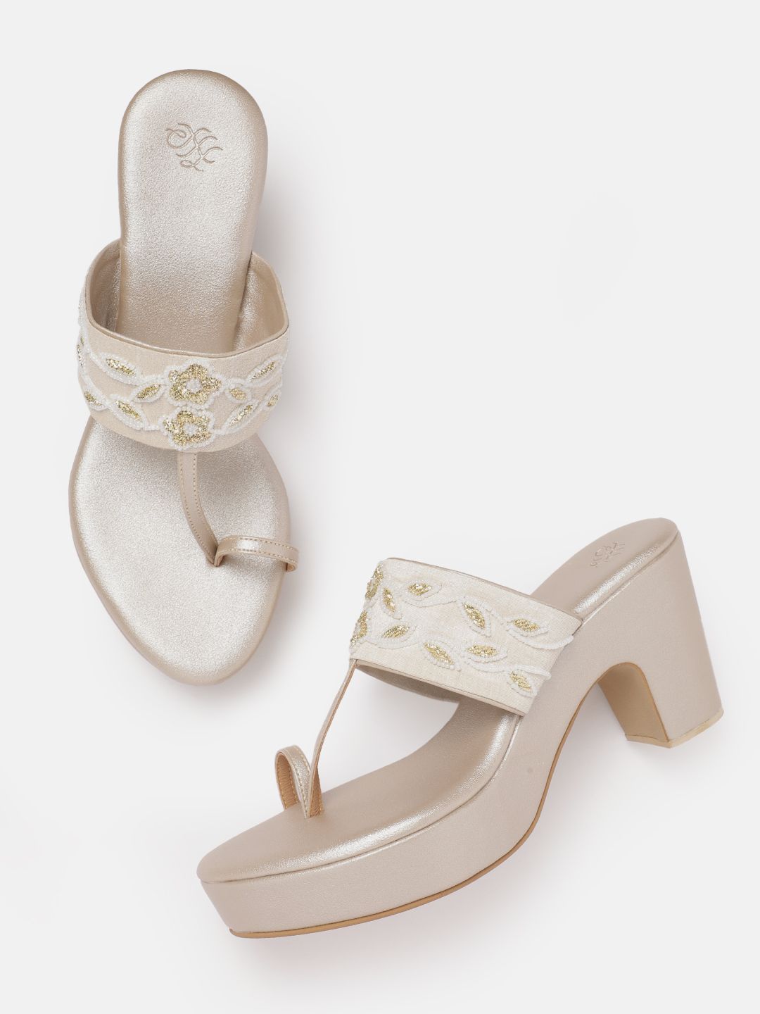 House of Pataudi Ethnic Embellished Platform Heels-image-10