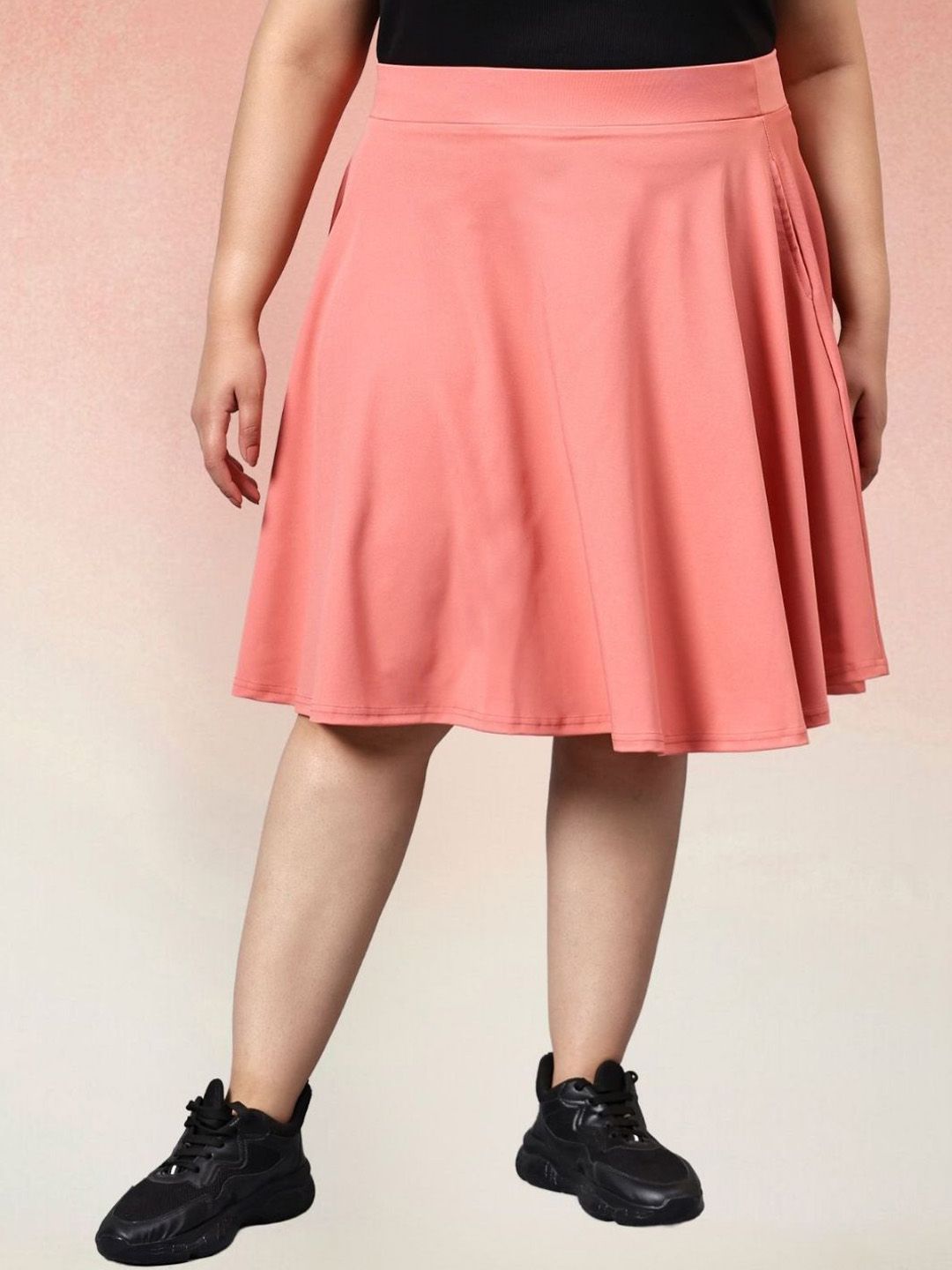BAESD Flared Knee Length Skirt With Pockets-picture-31
