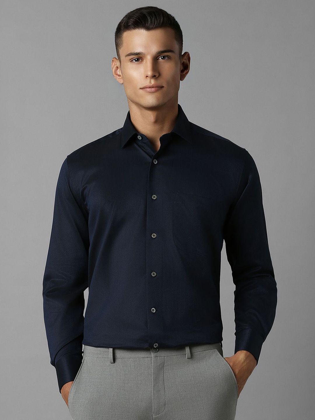 Luxure by Louis Philippe Men Solid Cotton Formal Shirt-picture-16