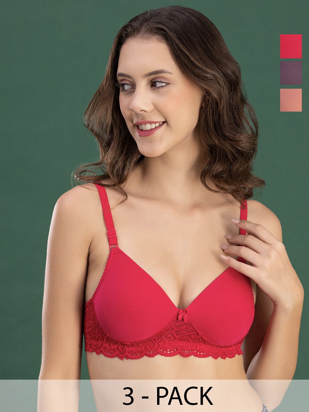 DressBerry Bra Medium Coverage Lightly Padded Pack of 3-picture-20