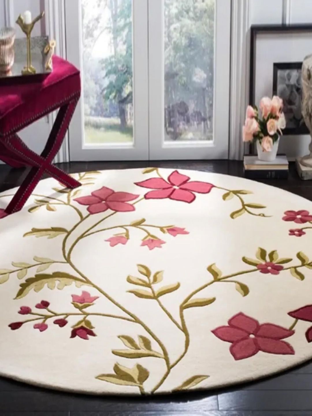 Safiya Carpet Red & Green Floral Hand-Tufted Woollen Carpet-picture-36