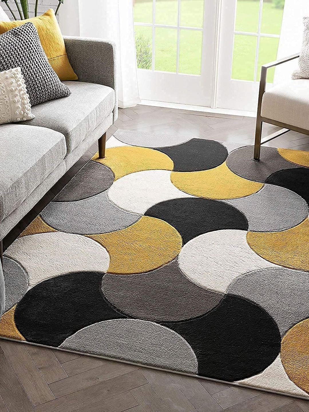Safiya Carpet Yellow & Black Geometric Hand-Tufted Woollen Traditional Carpet-picture-16
