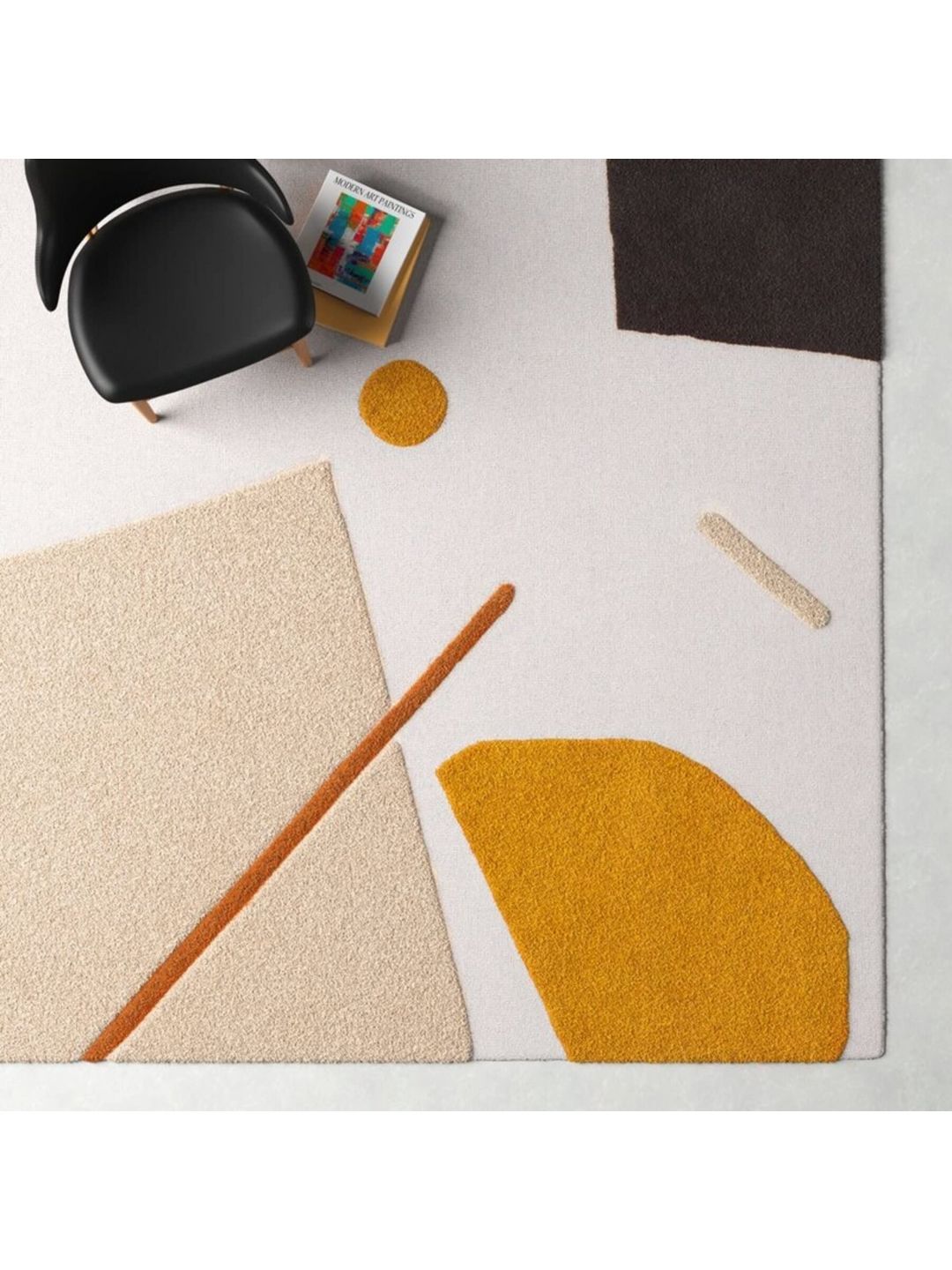 Safiya Carpet Beige & Black Abstract Hand-Tufted Woollen Carpet-picture-13