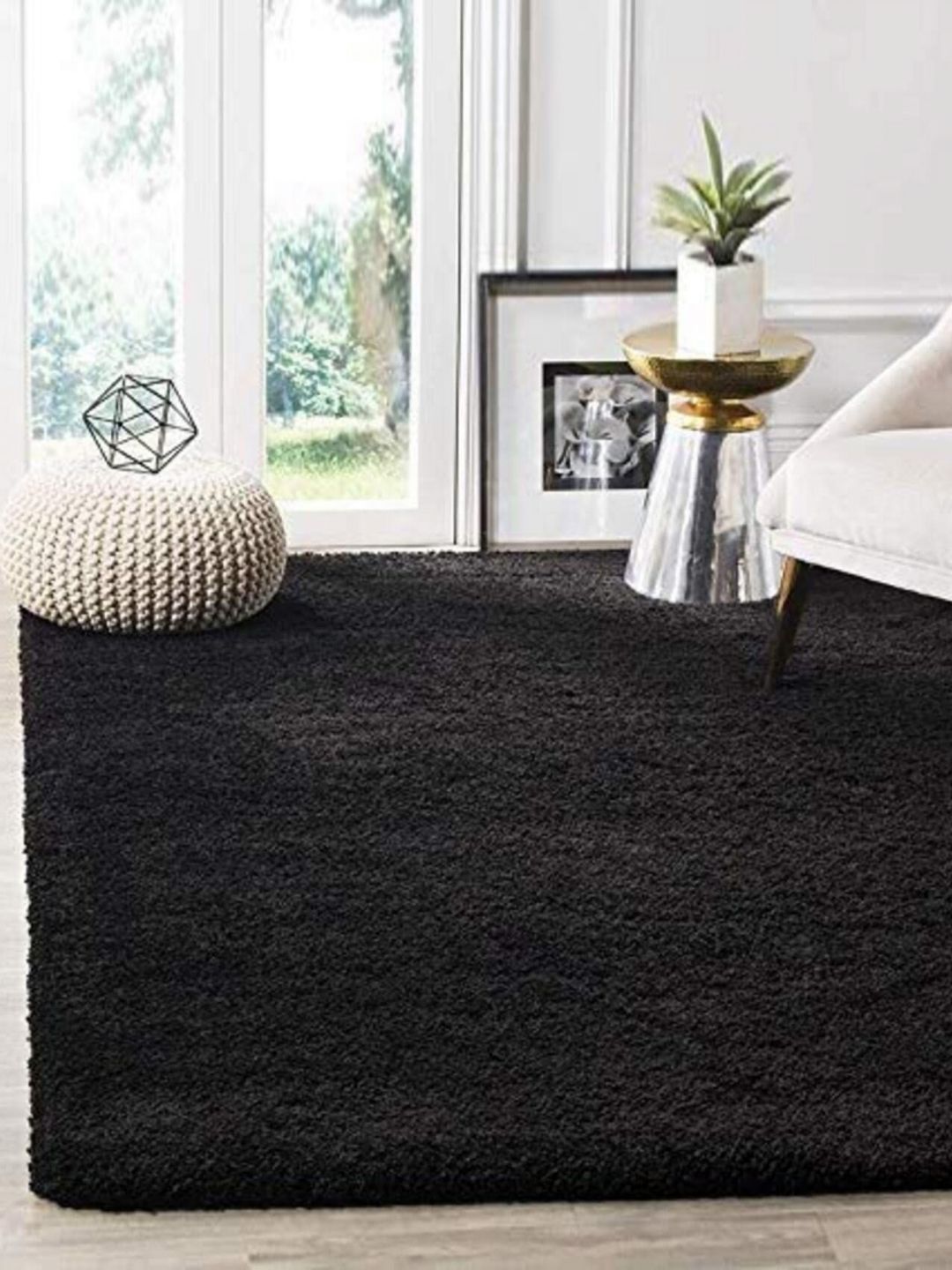 Safiya Carpet Black Anti-Skid Shaggy Carpet-picture-38